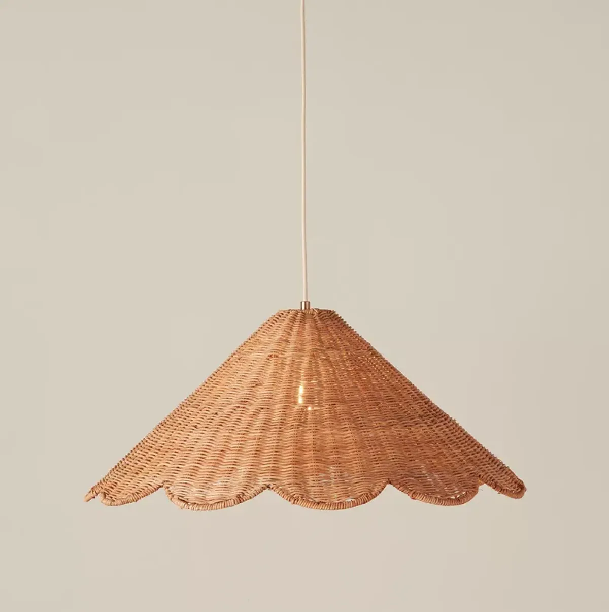 Woven Maude Rattan Scallop Pendant    