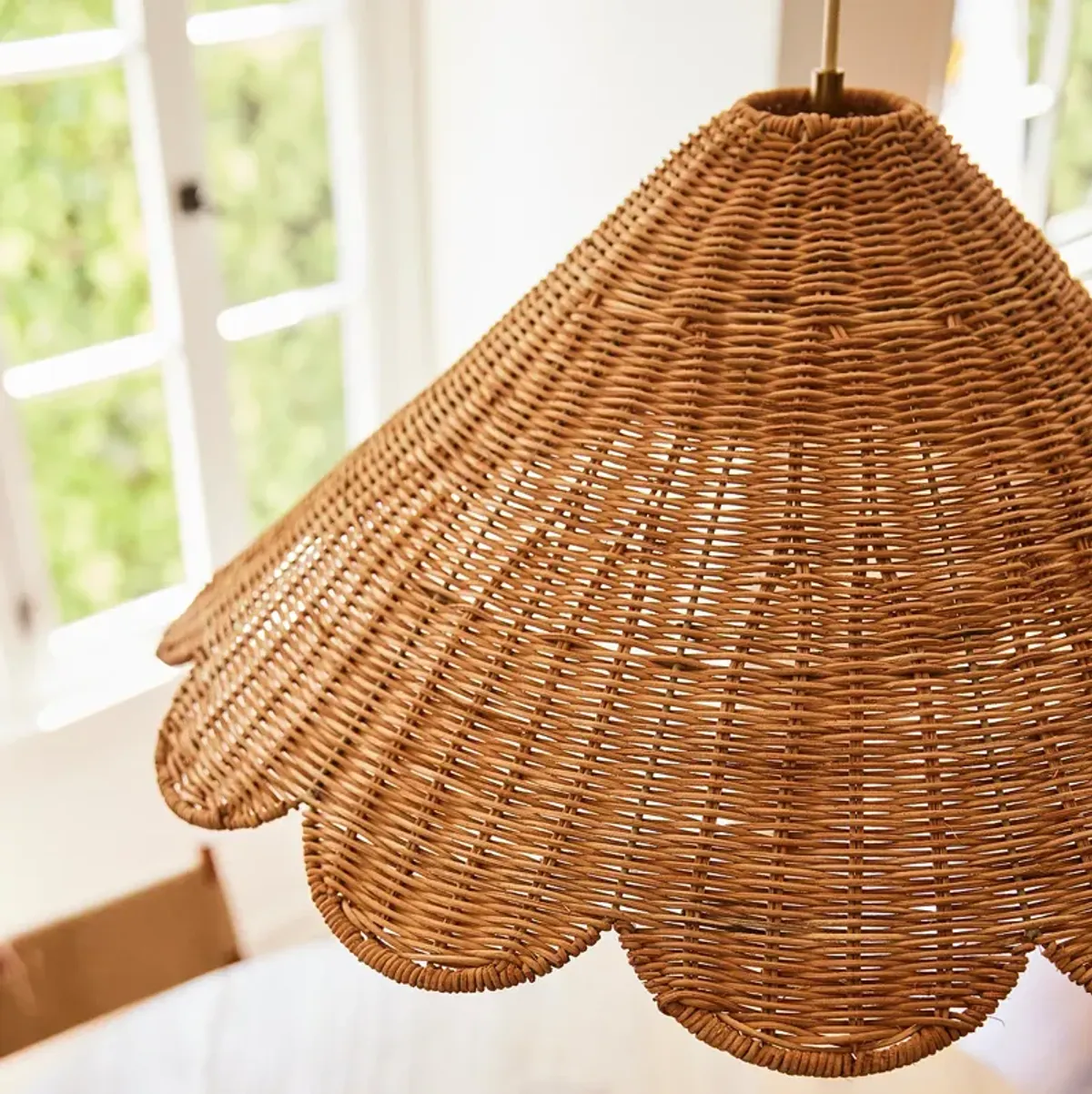 Woven Maude Rattan Scallop Pendant    