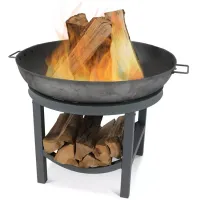 Sunnydaze Decor Cast Iron Fire Pit with Log Rack