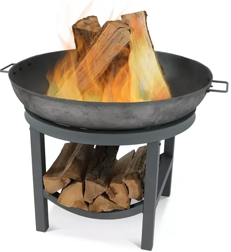 Sunnydaze Decor Cast Iron Fire Pit with Log Rack
