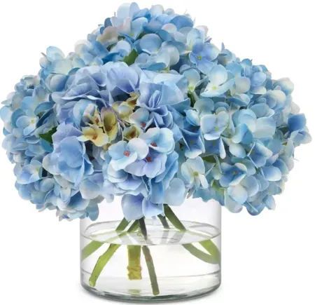 Diane James Home Faux Blue Hydrangea in Glass Cylinder