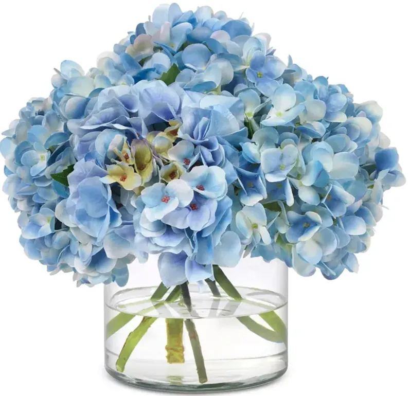 Diane James Home Faux Blue Hydrangea in Glass Cylinder