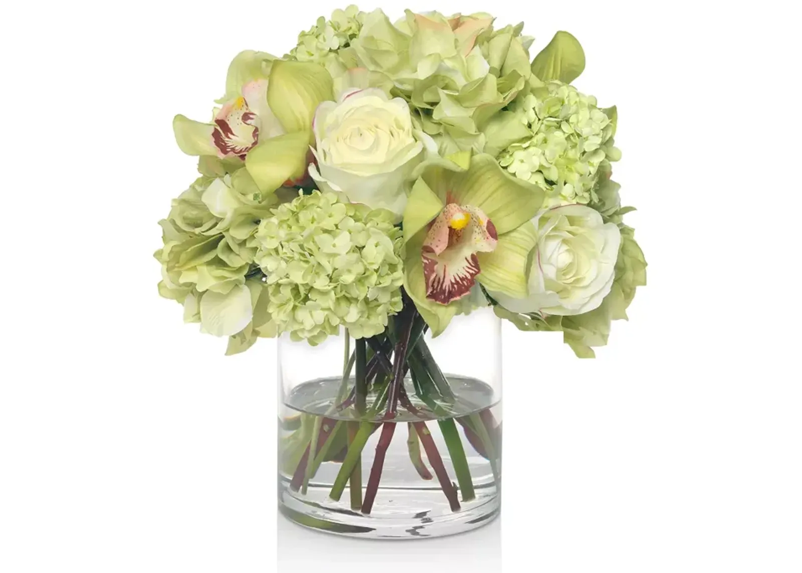 Diane James Home Hydrangea & Orchid Faux Floral Arrangement in Glass Cylinder