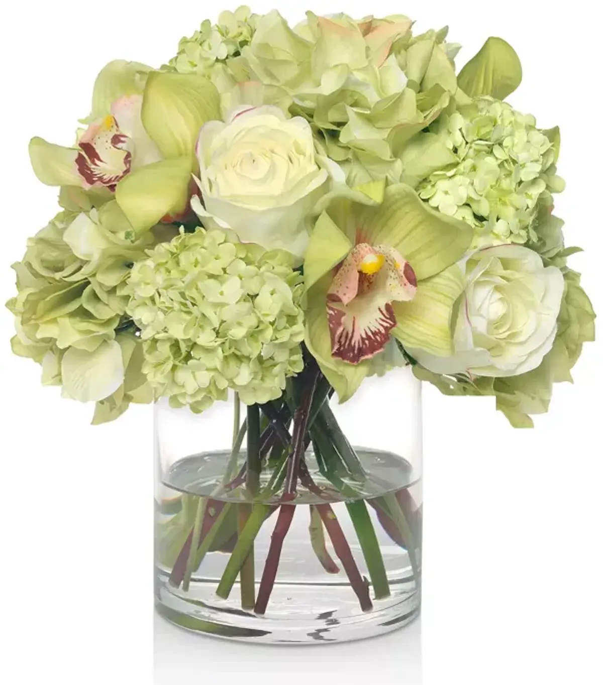 Diane James Home Hydrangea & Orchid Faux Floral Arrangement in Glass Cylinder