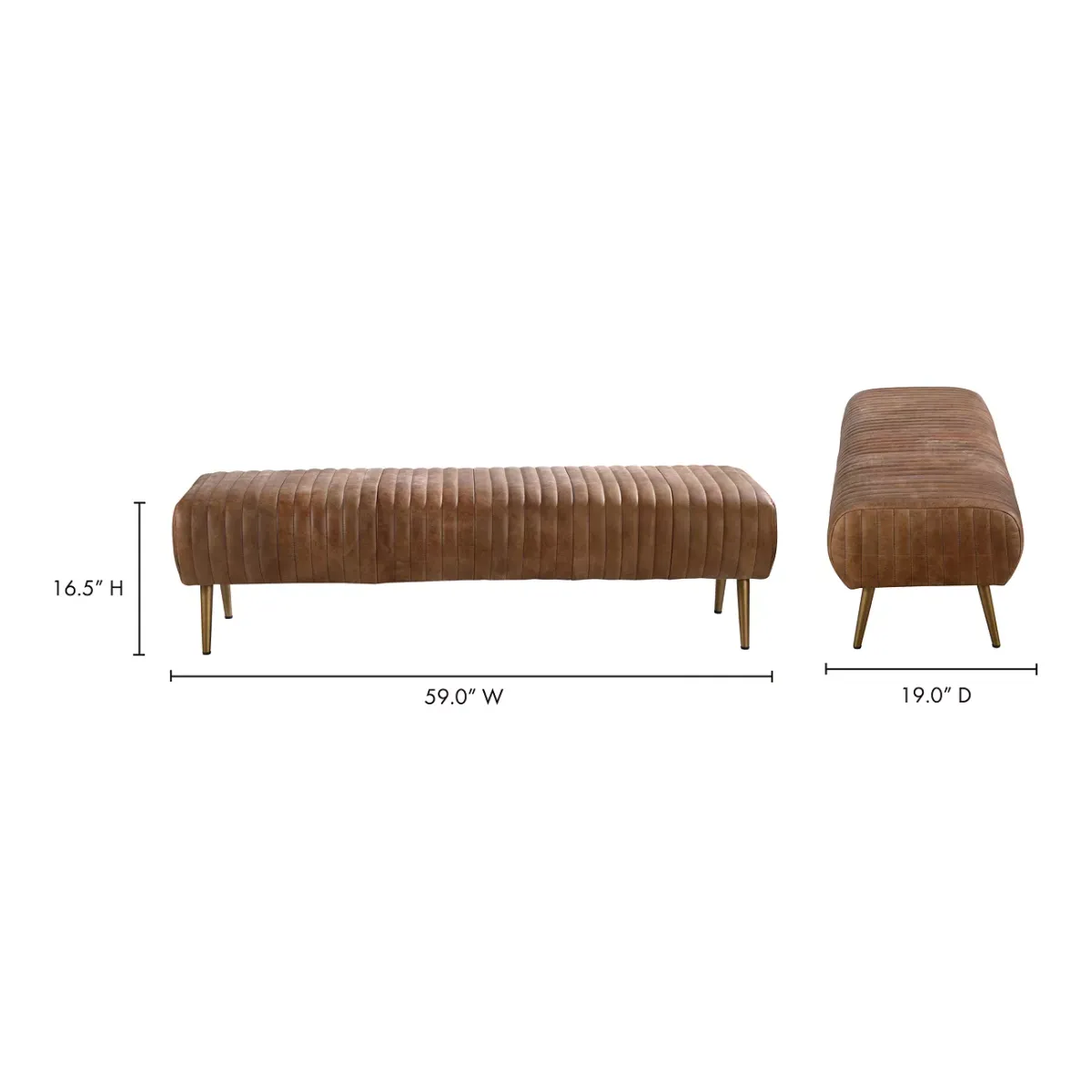 Endora Bench Open Road Brown Leather