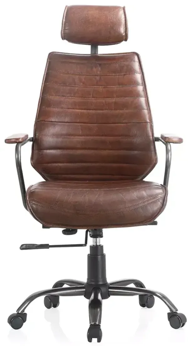 Executive Office Chair Cappuccino Brown Leather
