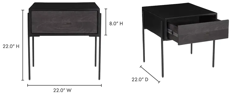 MOE'S HOME COLLECTION Tobin Side Table, Charcoal