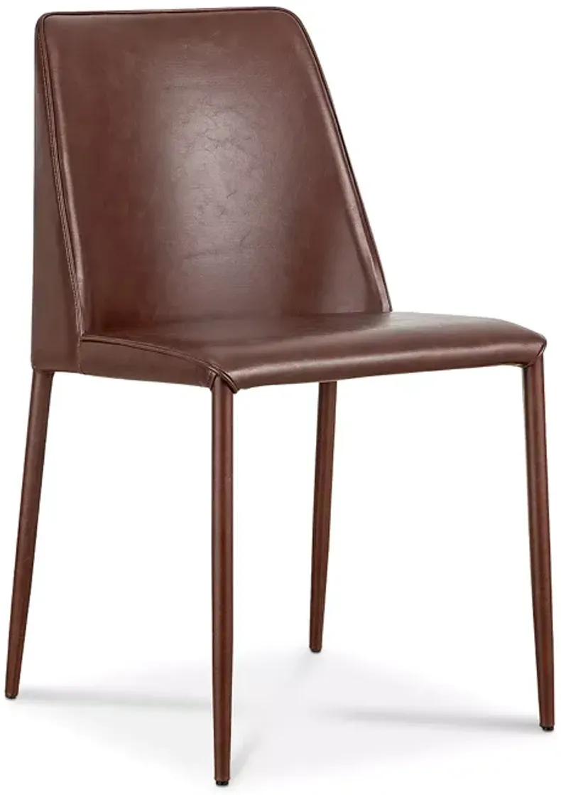 MOE'S HOME COLLECTION Nora Dining Chair Smoked Cherry Faux Leather, Set of 2