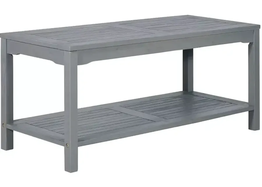 WALKER EDISON Acacia Wood Outdoor Patio Coffee Table