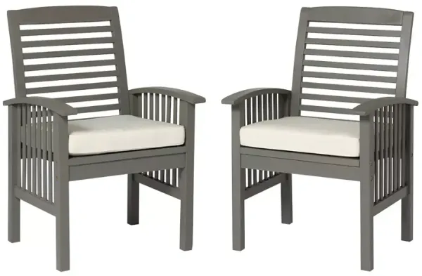 WALKER EDISON Acacia Cushioned Outdoor Patio Chair, Set of 2