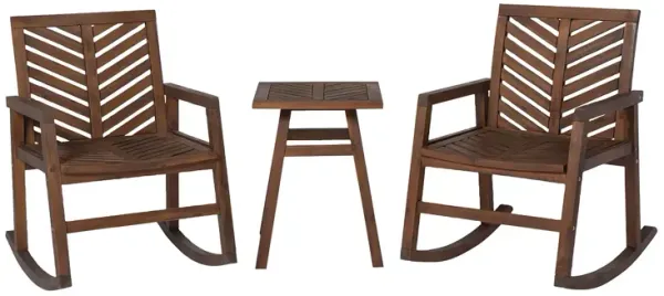 WALKER EDISON Chevron Three Piece Outdoor Rocking Chair Set