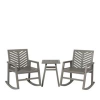 WALKER EDISON Chevron Three Piece Outdoor Rocking Chair Set