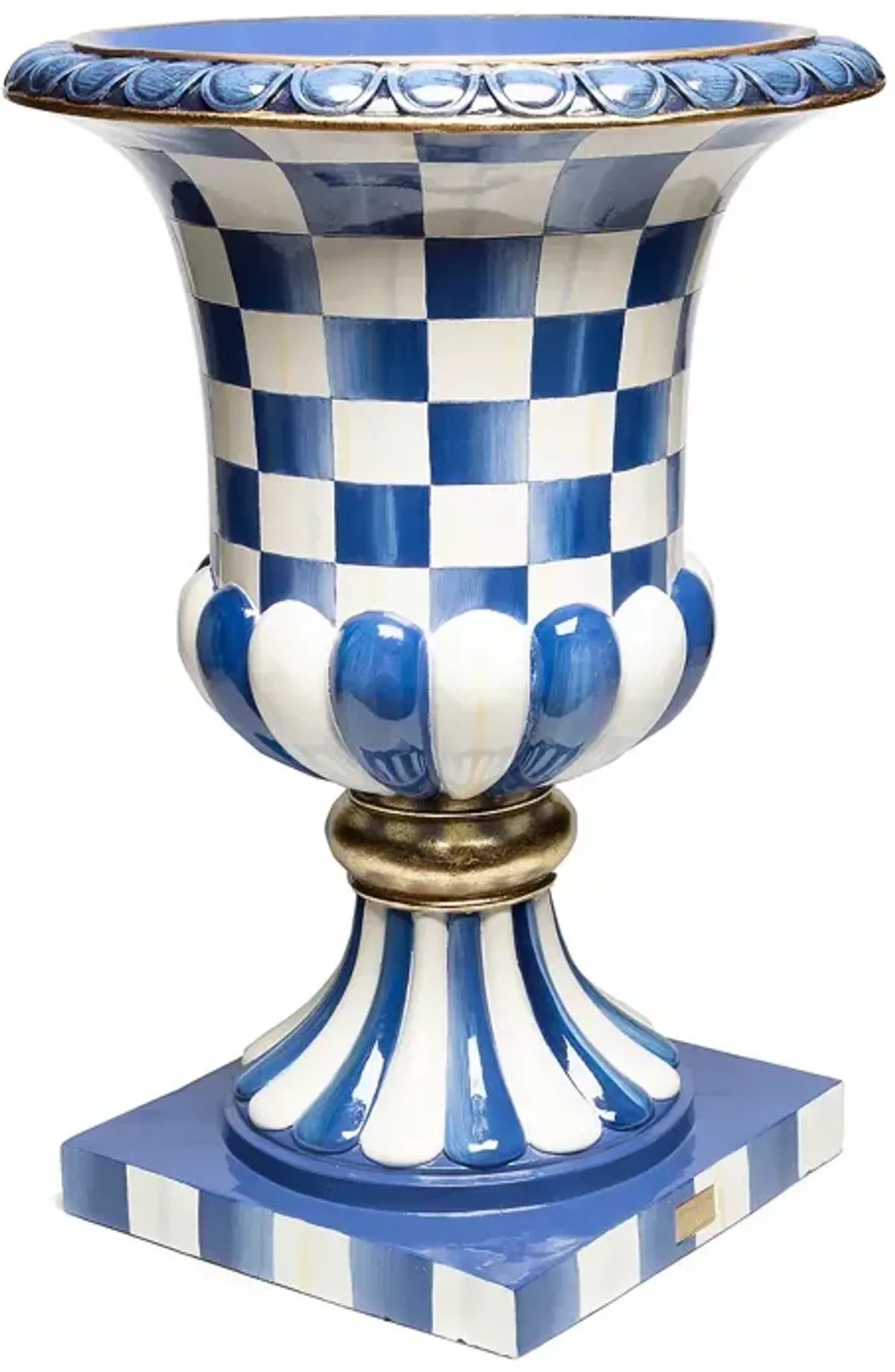 Mackenzie-Childs Royal Check Pedestal Urn