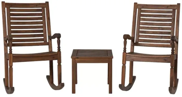WALKER EDISON Traditional Three Piece Outdoor Rocking Chair Set