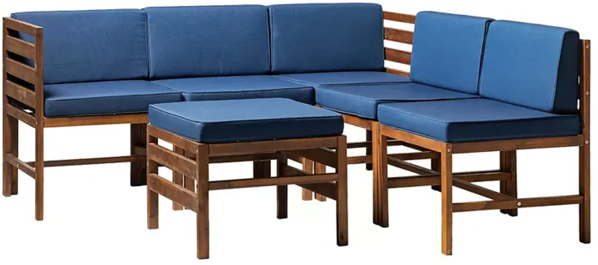 WALKER EDISON Acacia Six Piece Modular Outdoor Set