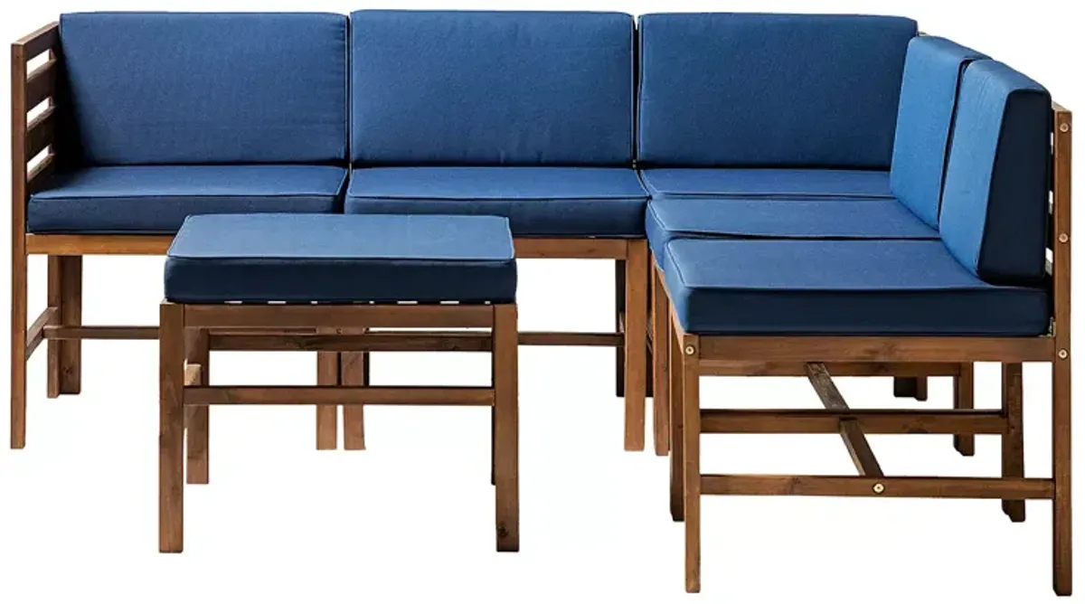 WALKER EDISON Acacia Six Piece Modular Outdoor Set