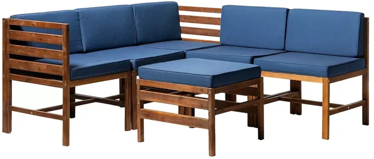 WALKER EDISON Acacia Six Piece Modular Outdoor Set