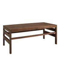 WALKER EDISON Modern Slat Top Solid Acacia Wood Outdoor Coffee Table