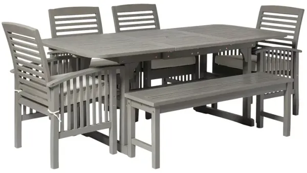 WALKER EDISON 6 Piece Classic Outdoor Patio Dining Set 