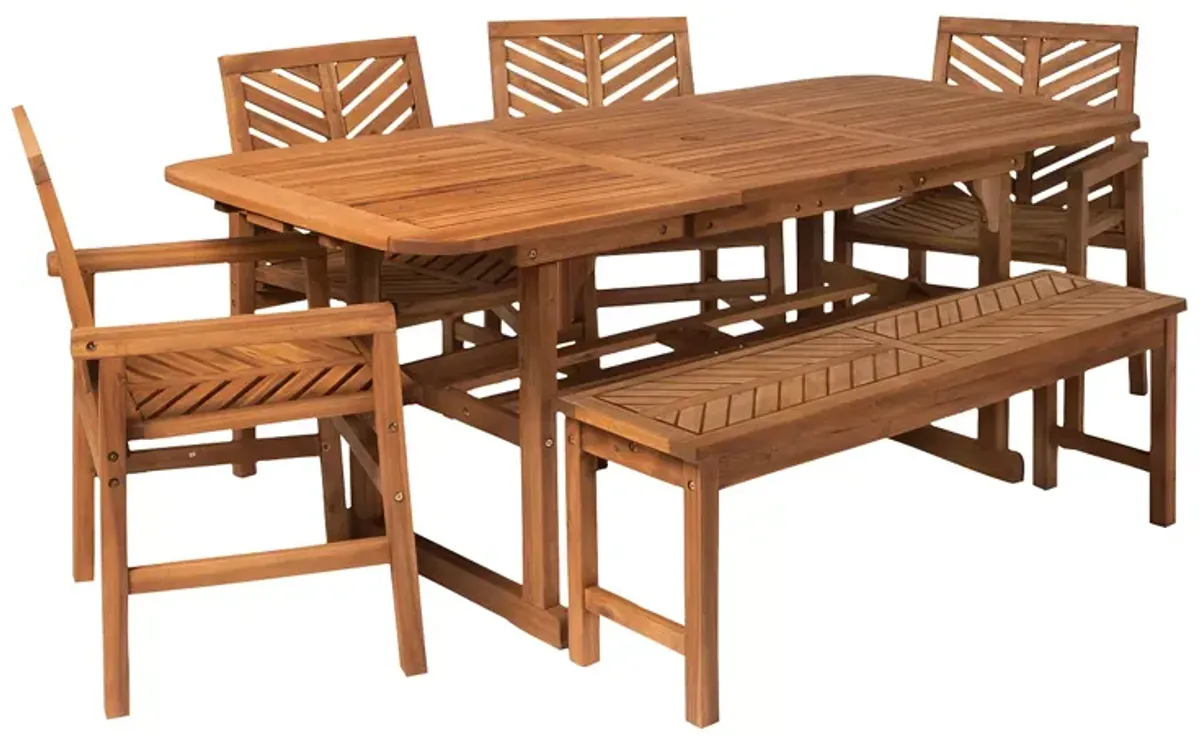 WALKER EDISON 6 Piece Extendable Outdoor Patio Dining Set