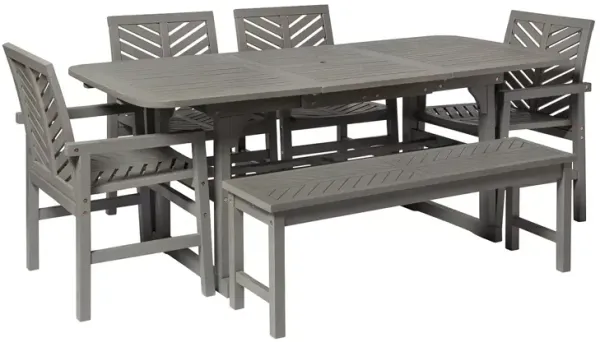 WALKER EDISON 6 Piece Extendable Outdoor Patio Dining Set