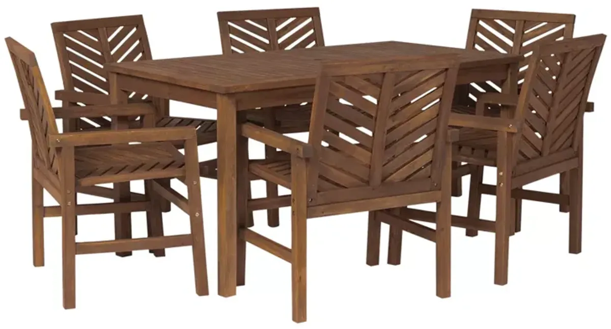 WALKER EDISON 7 Piece Chevron Outdoor Patio Dining Set