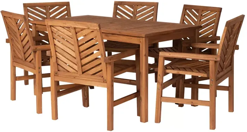 WALKER EDISON 7 Piece Chevron Outdoor Patio Dining Set