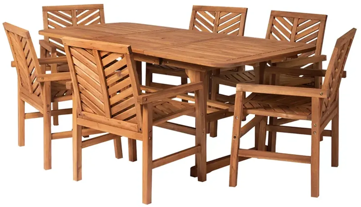 WALKER EDISON 7 Piece Extendable Outdoor Patio Dining Set