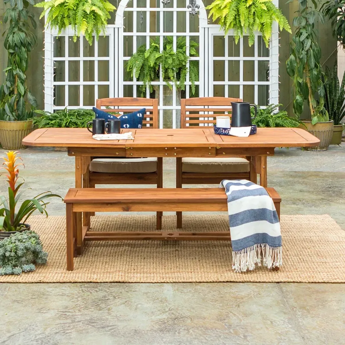 WALKER EDISON 4 Piece Patio Dining Table Set