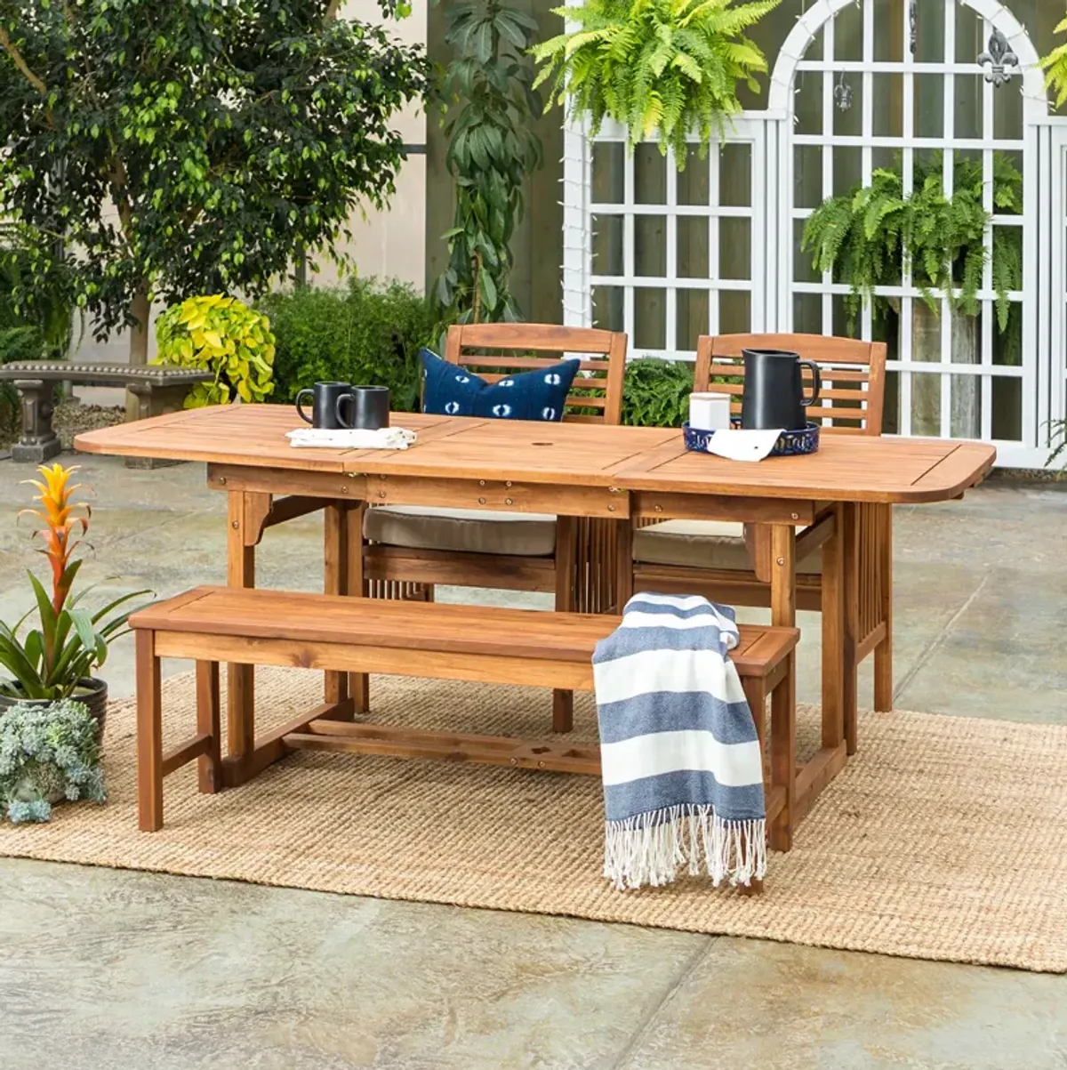 WALKER EDISON 4 Piece Patio Dining Table Set