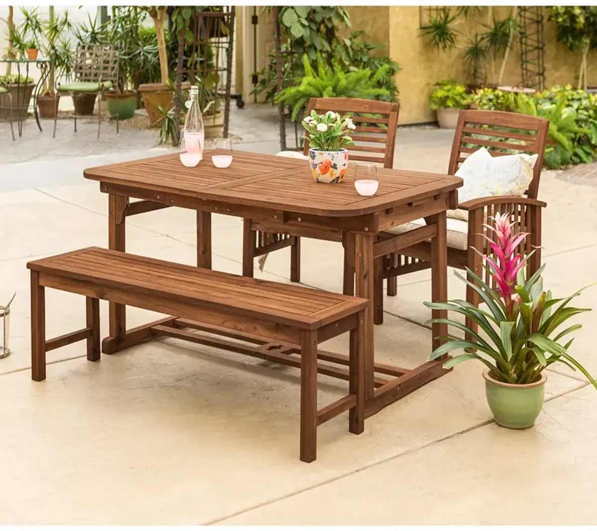 WALKER EDISON 4 Piece Patio Dining Table Set