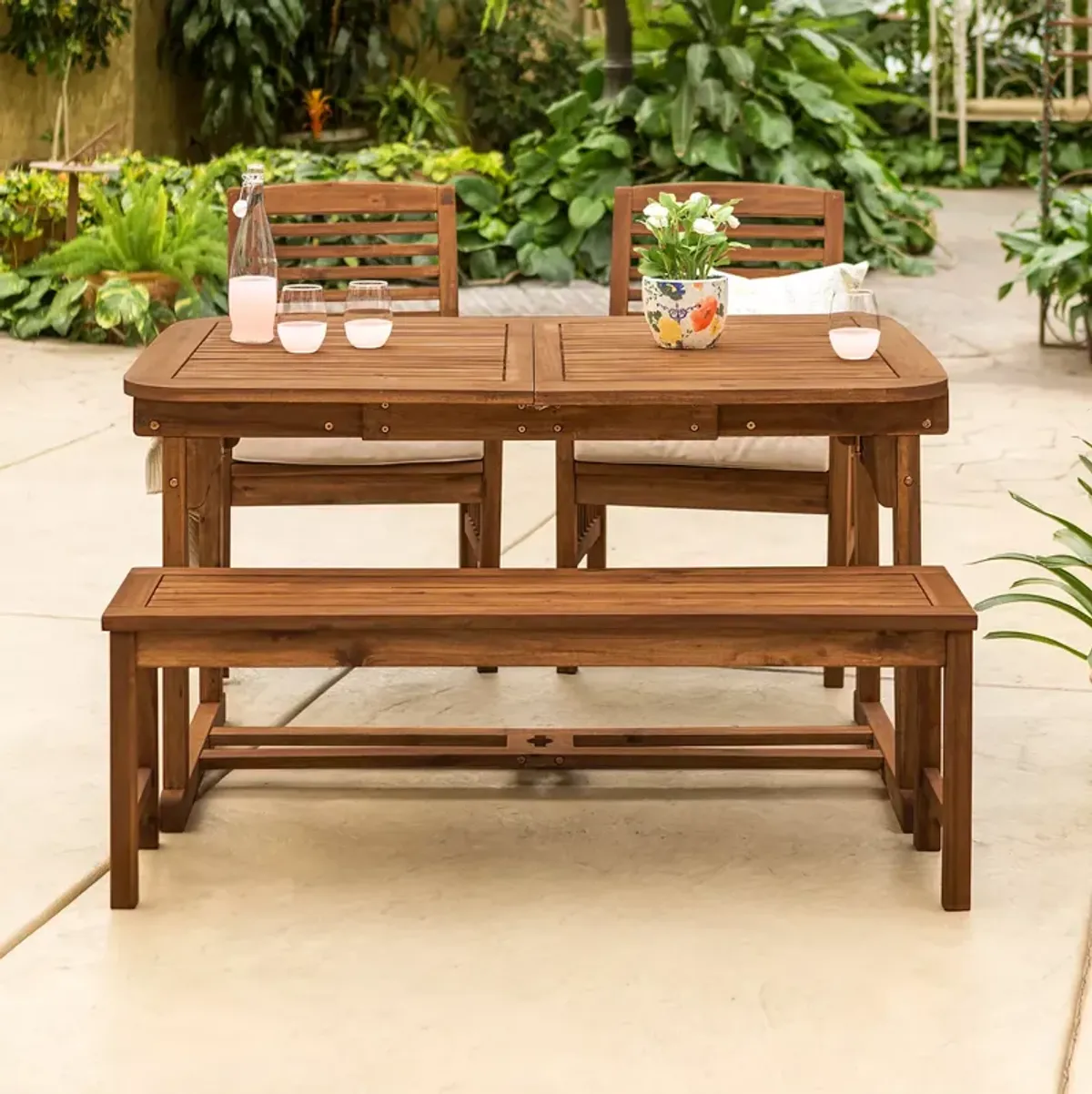 WALKER EDISON 4 Piece Patio Dining Table Set