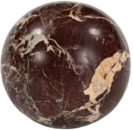 MOE'S HOME COLLECTION Odessa Sphere Tabletop Accent, Red Levanto Marble