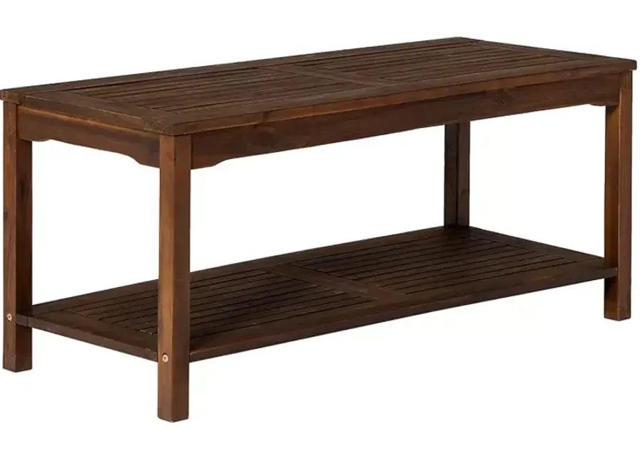 WALKER EDISON Acacia Wood Outdoor Patio Coffee Table