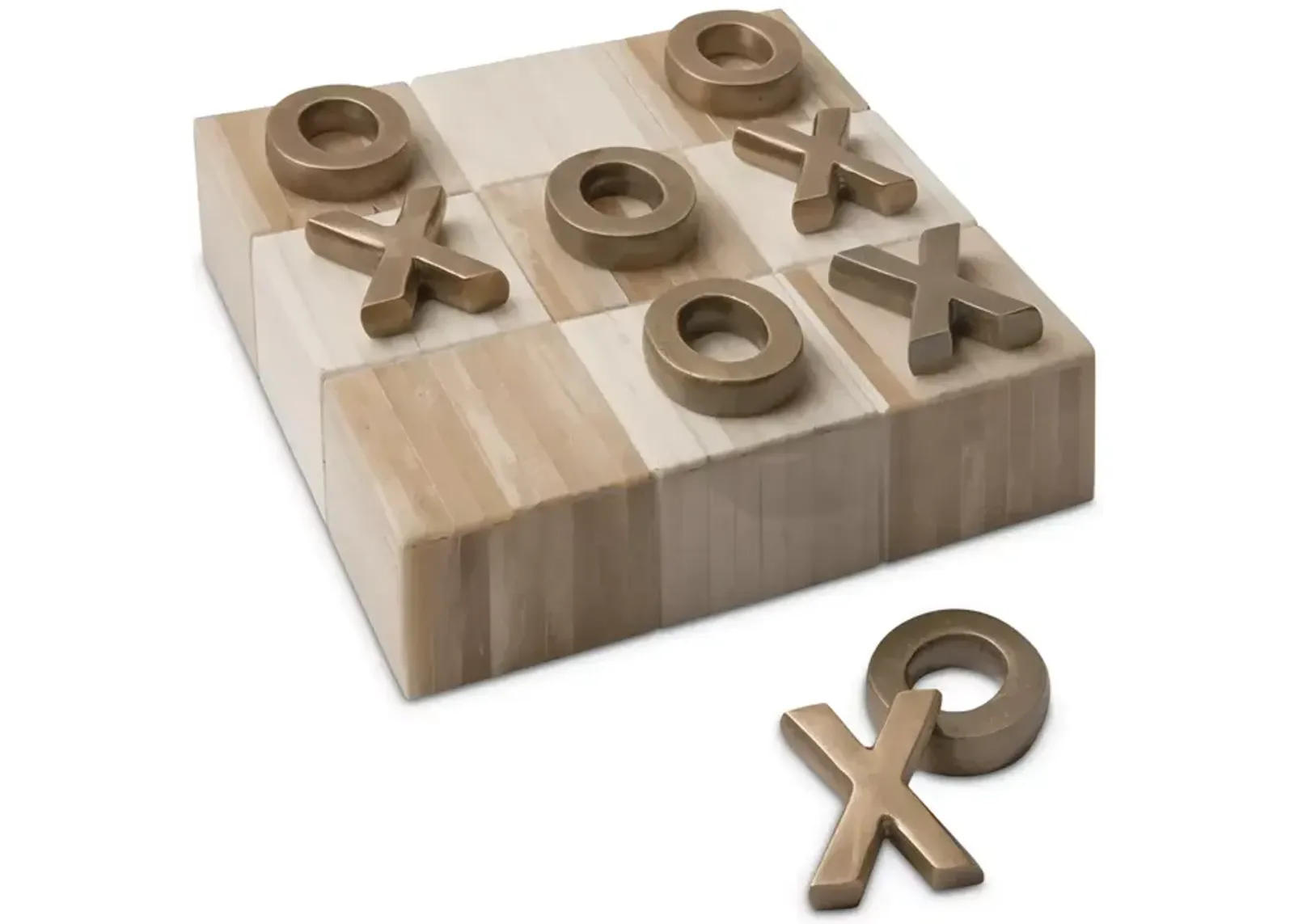 Regina Andrew Design Tic Tac Toe Flat Board with Brass Pieces