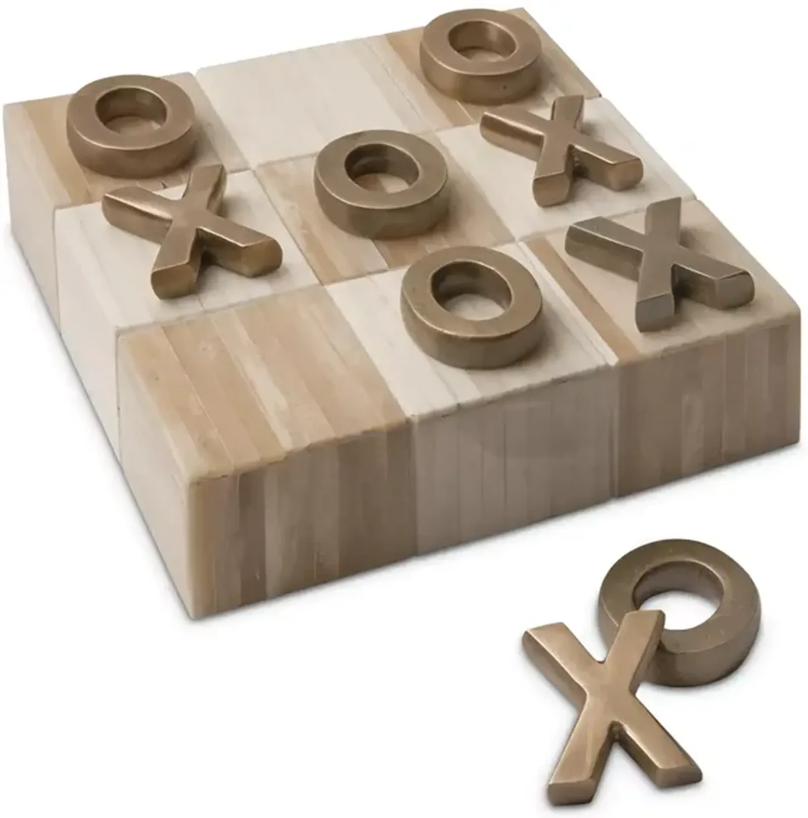 Regina Andrew Design Tic Tac Toe Flat Board with Brass Pieces