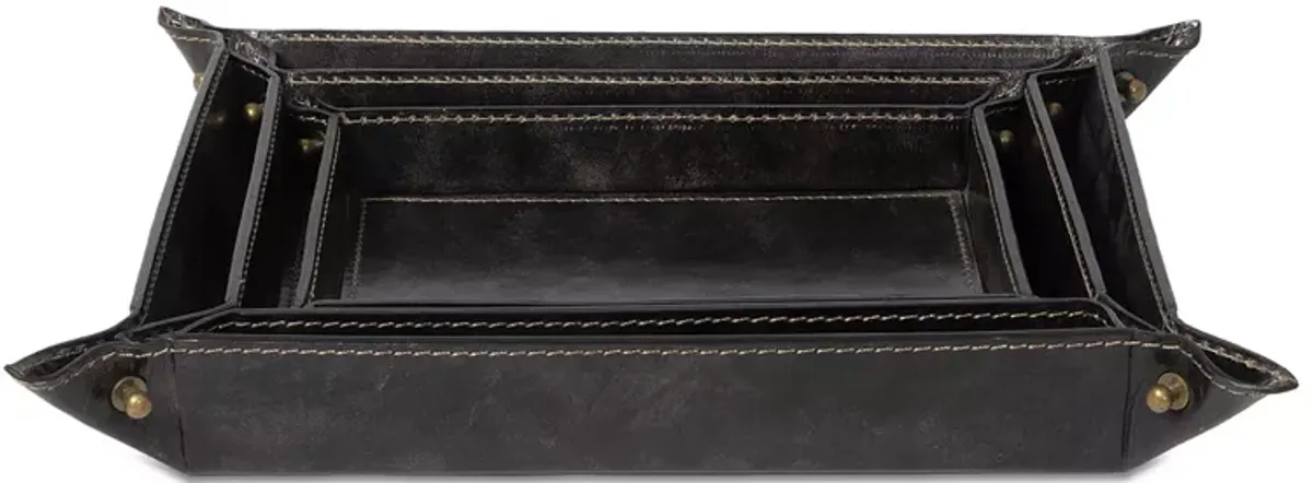 Regina Andrew Derby Leather Trays, Set of 3