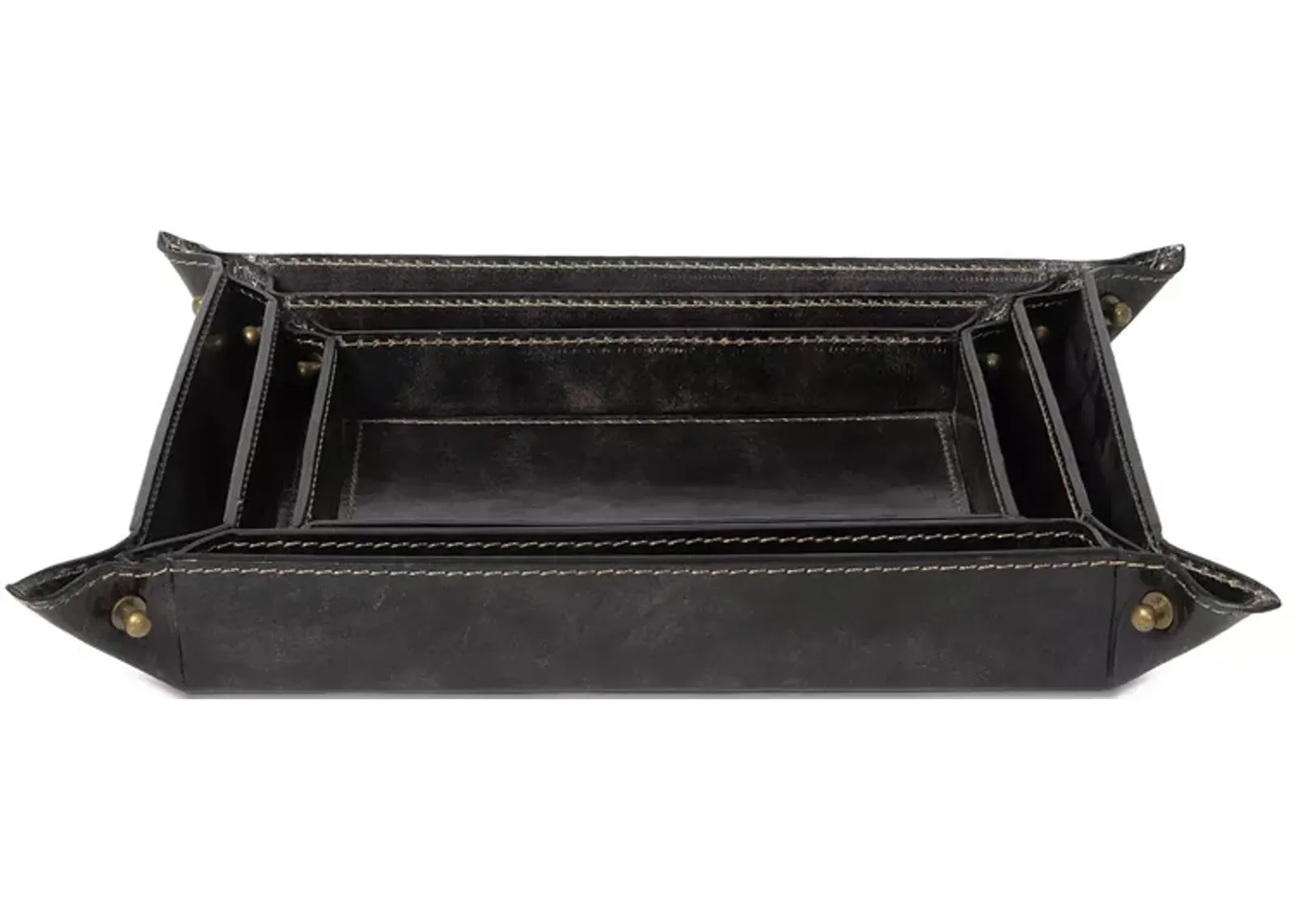 Regina Andrew Derby Leather Trays, Set of 3