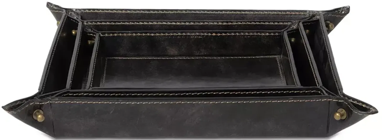 Regina Andrew Derby Leather Trays, Set of 3