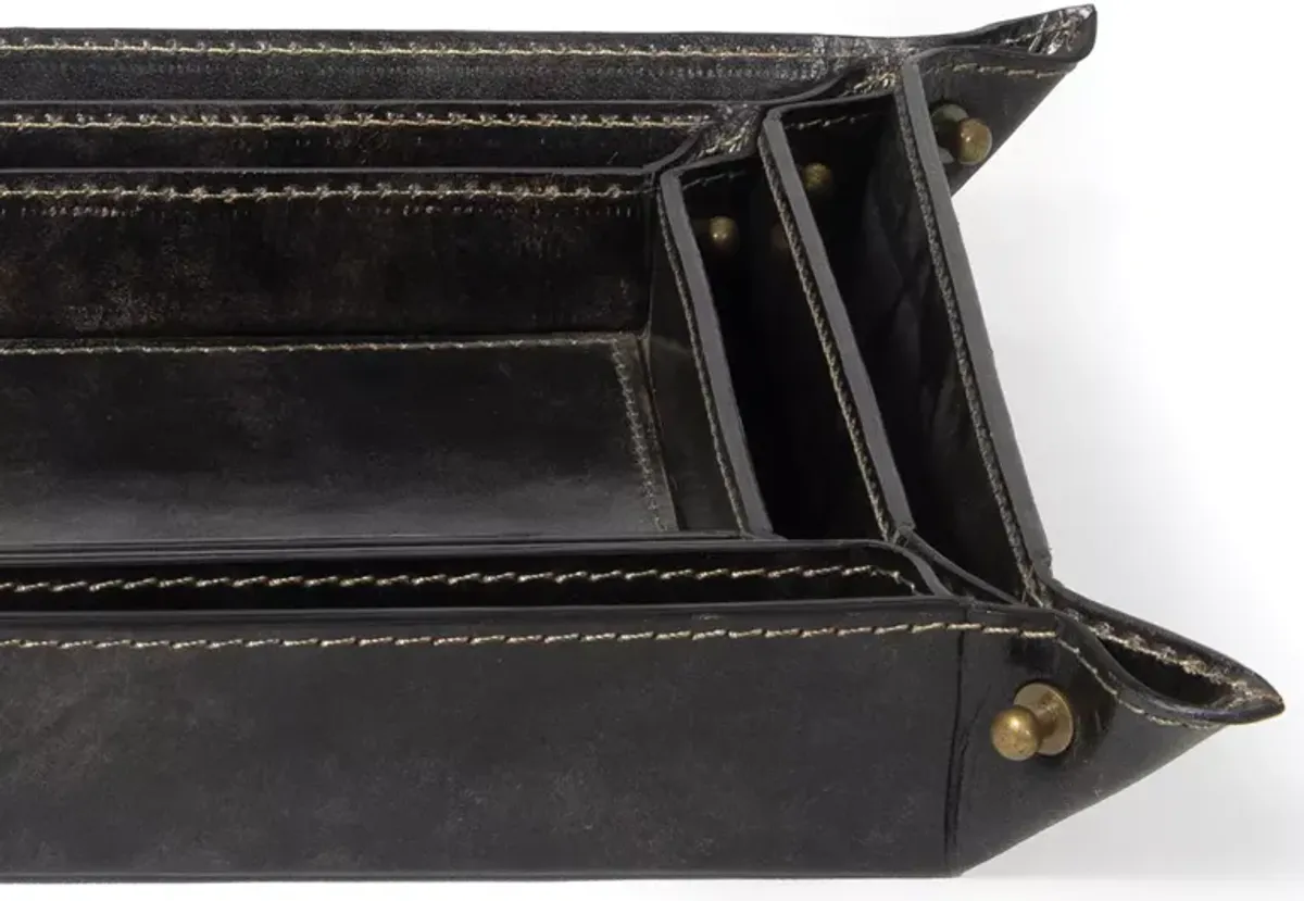 Regina Andrew Derby Leather Trays, Set of 3