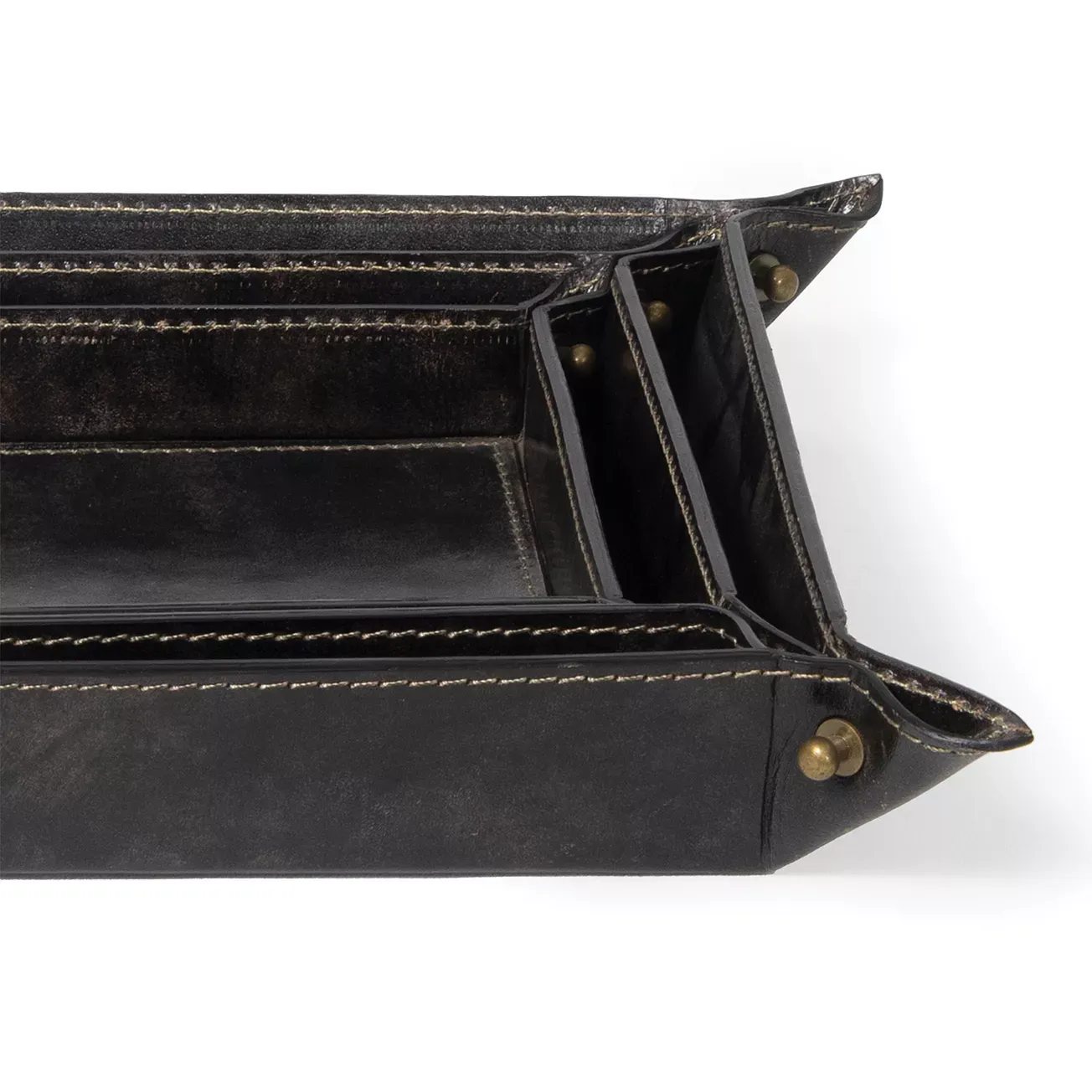 Regina Andrew Derby Leather Trays, Set of 3