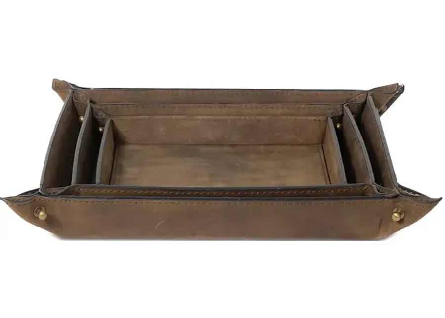 Regina Andrew Derby Leather Trays, Set of 3