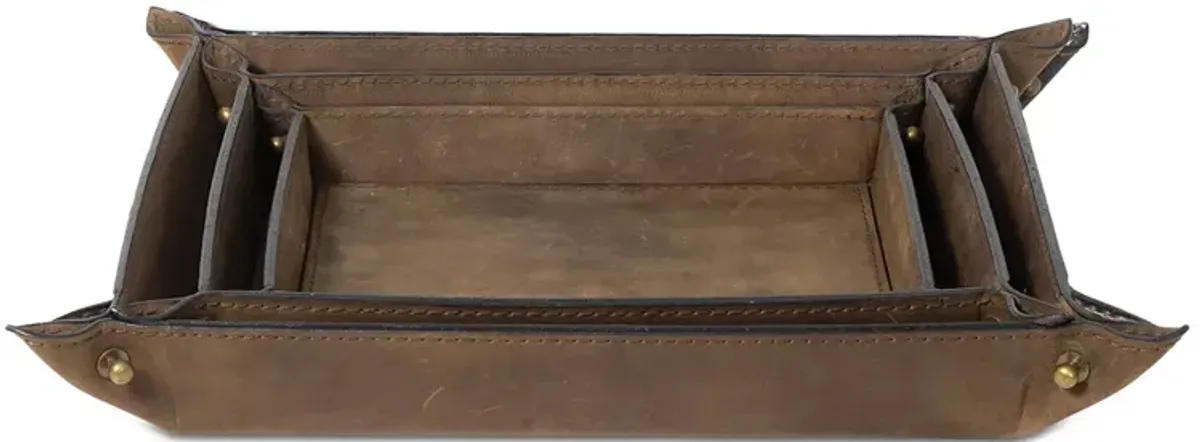 Regina Andrew Derby Leather Trays, Set of 3