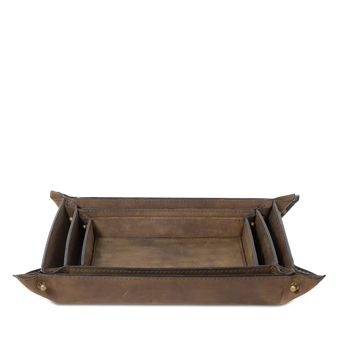 Regina Andrew Derby Leather Trays, Set of 3