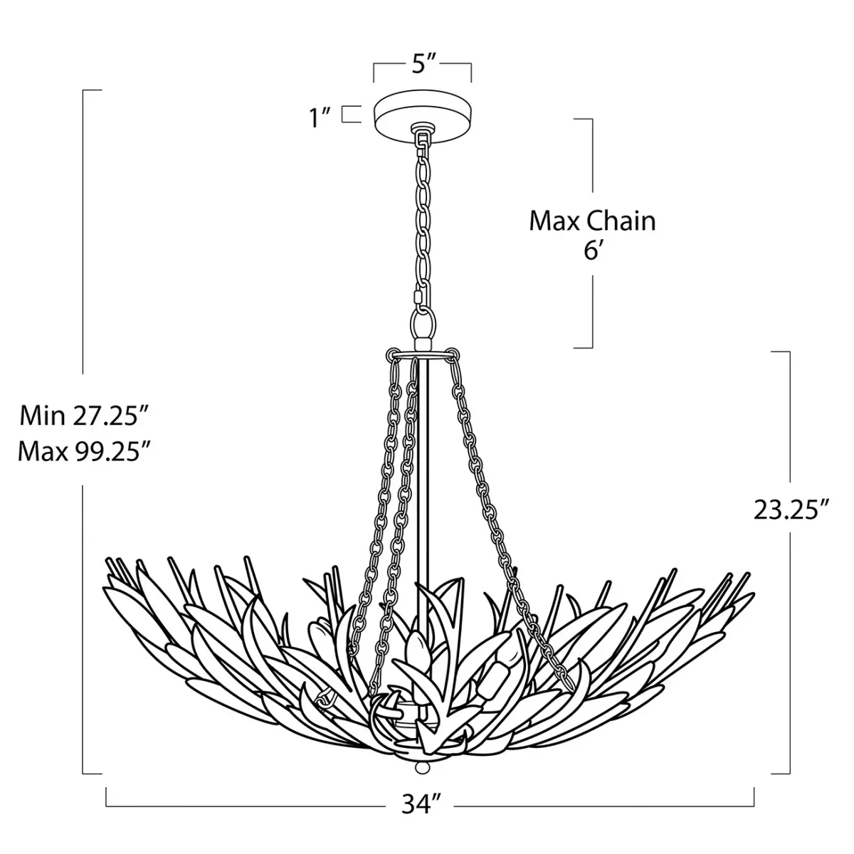 Regina Andrew River Reed Basin 6 Light Chandelier 