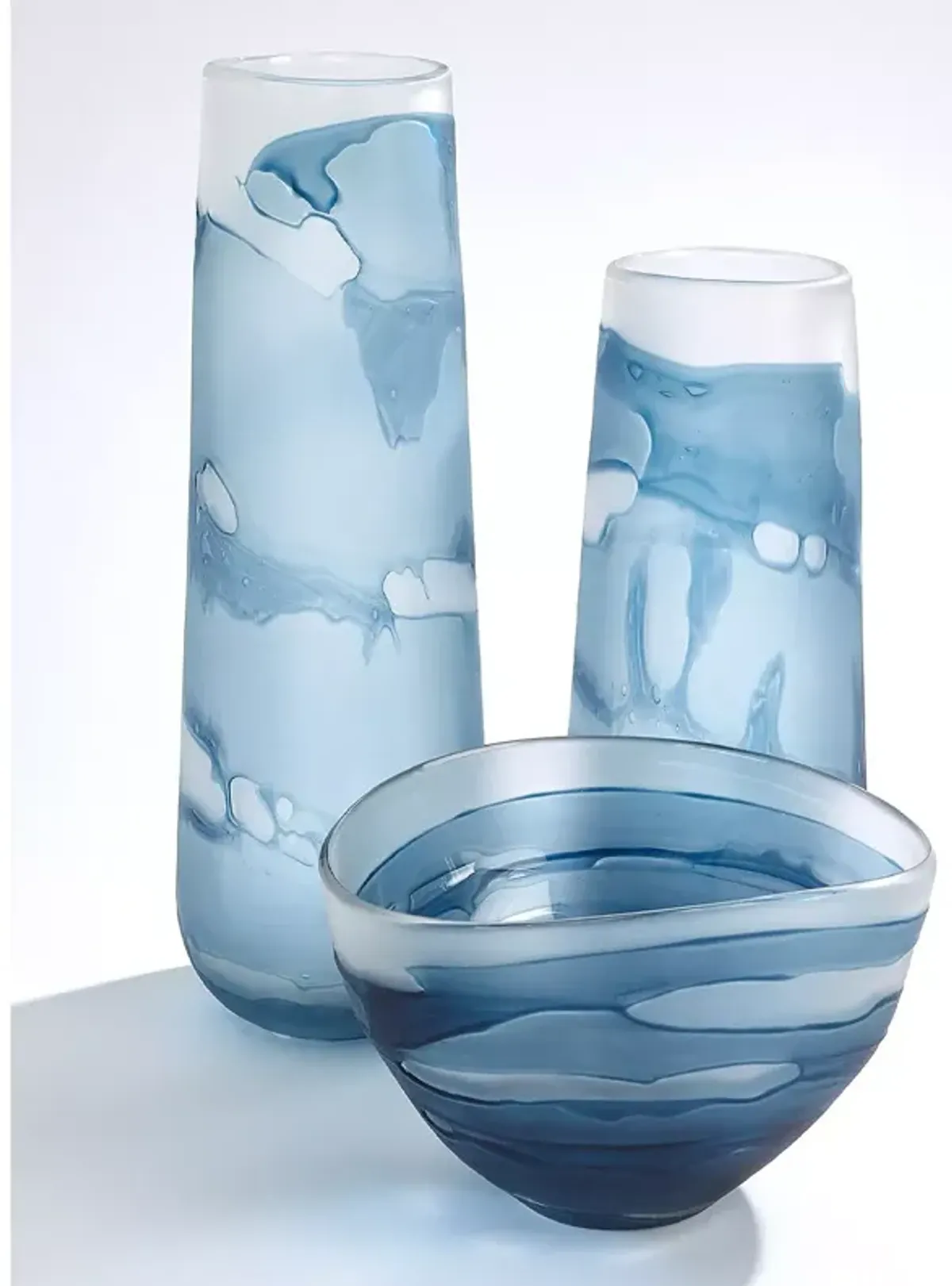 Global Views Glacier Vase Blue, Large