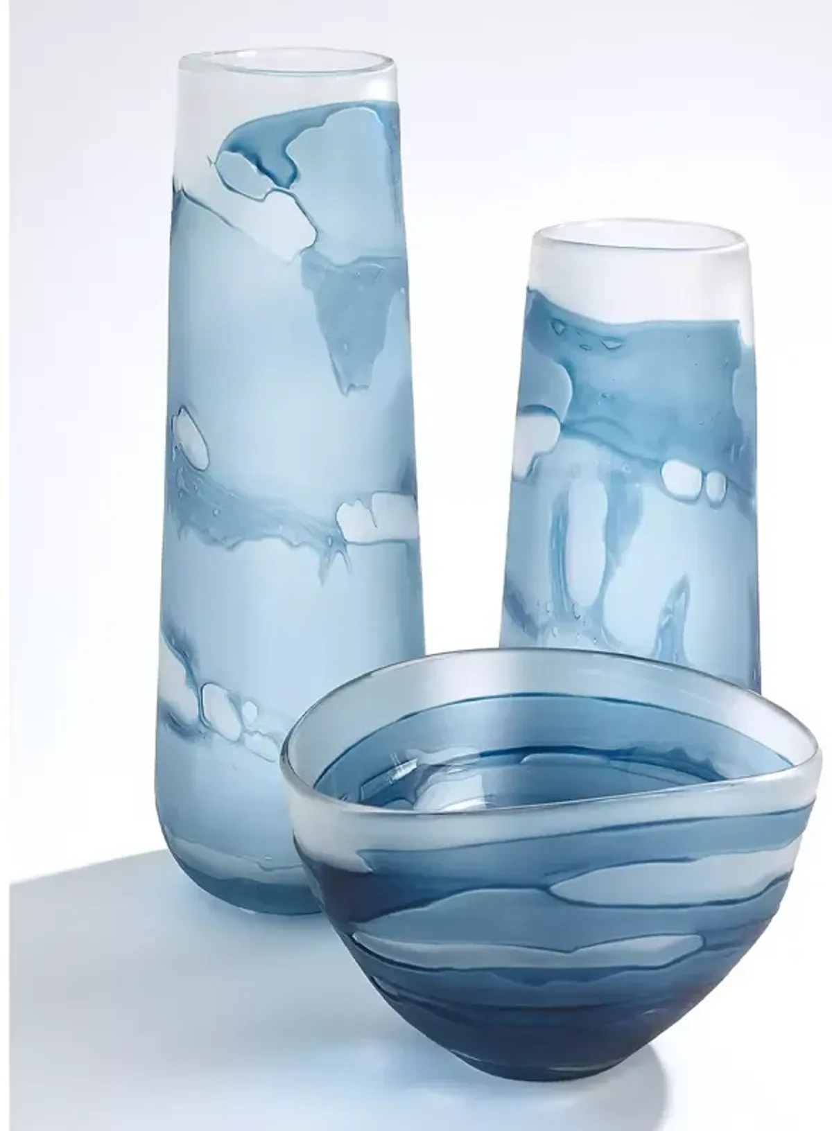 Global Views Glacier Vase Blue, Small