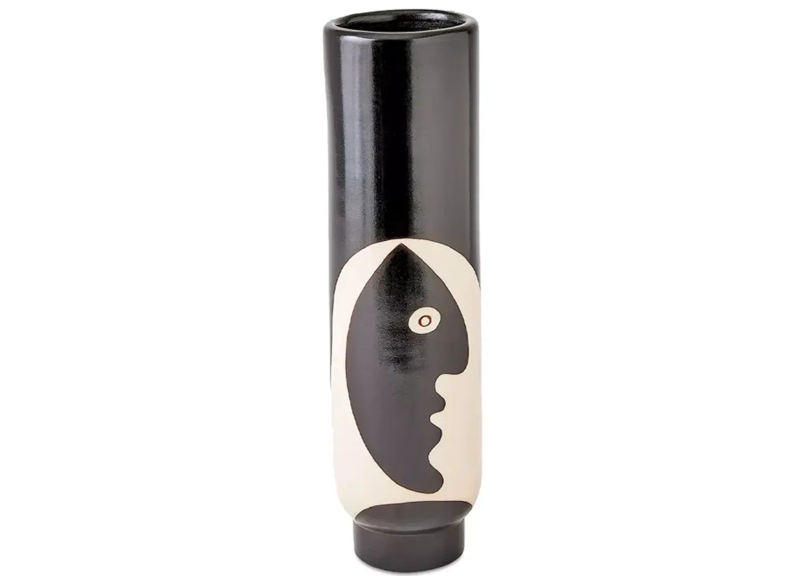 Global Views Simple Face Ceramic Vase, Black