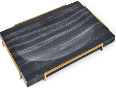 Global Views Overture Tray in Black Marble
