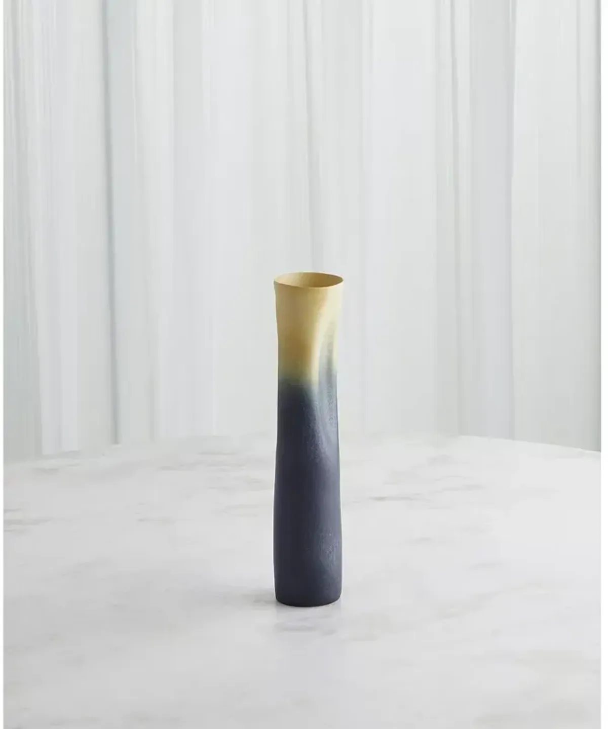 Global Views Indent Skinny Gray and Yellow Vase